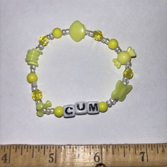 Multicolor “C*m” Bracelet Adult Humor Beaded Handmade Naughty Accessories - Picture 1 of 3